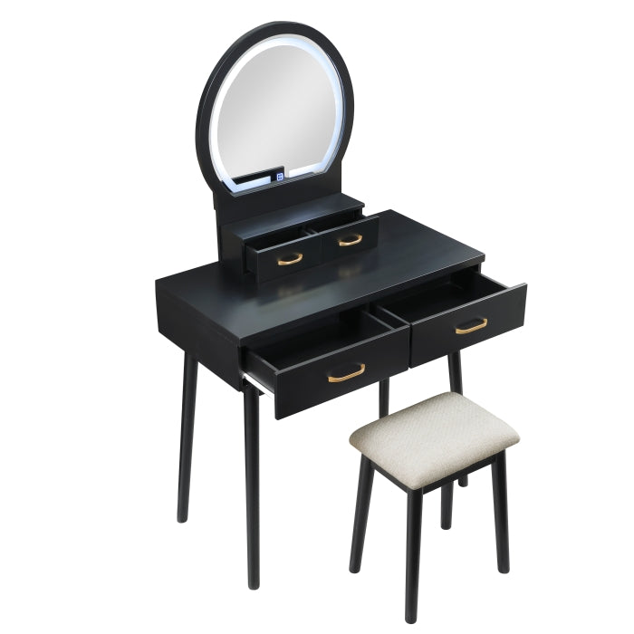 Vanity Dresser with Mirror and Stool