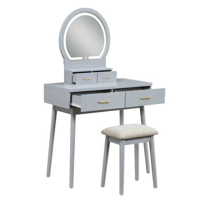 Vanity Dresser with Mirror and Stool