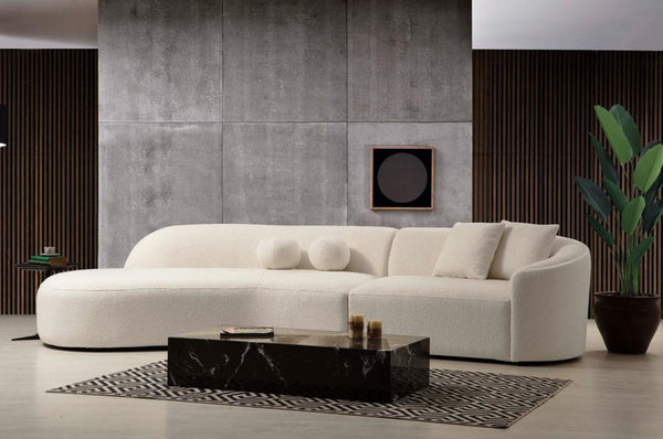Cloe Ivory Boucle Curved 134" RAF & LAF Sectional