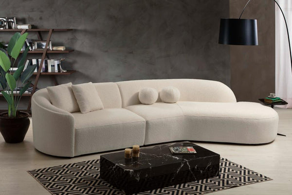 Cloe Ivory Boucle Curved 134" RAF & LAF Sectional