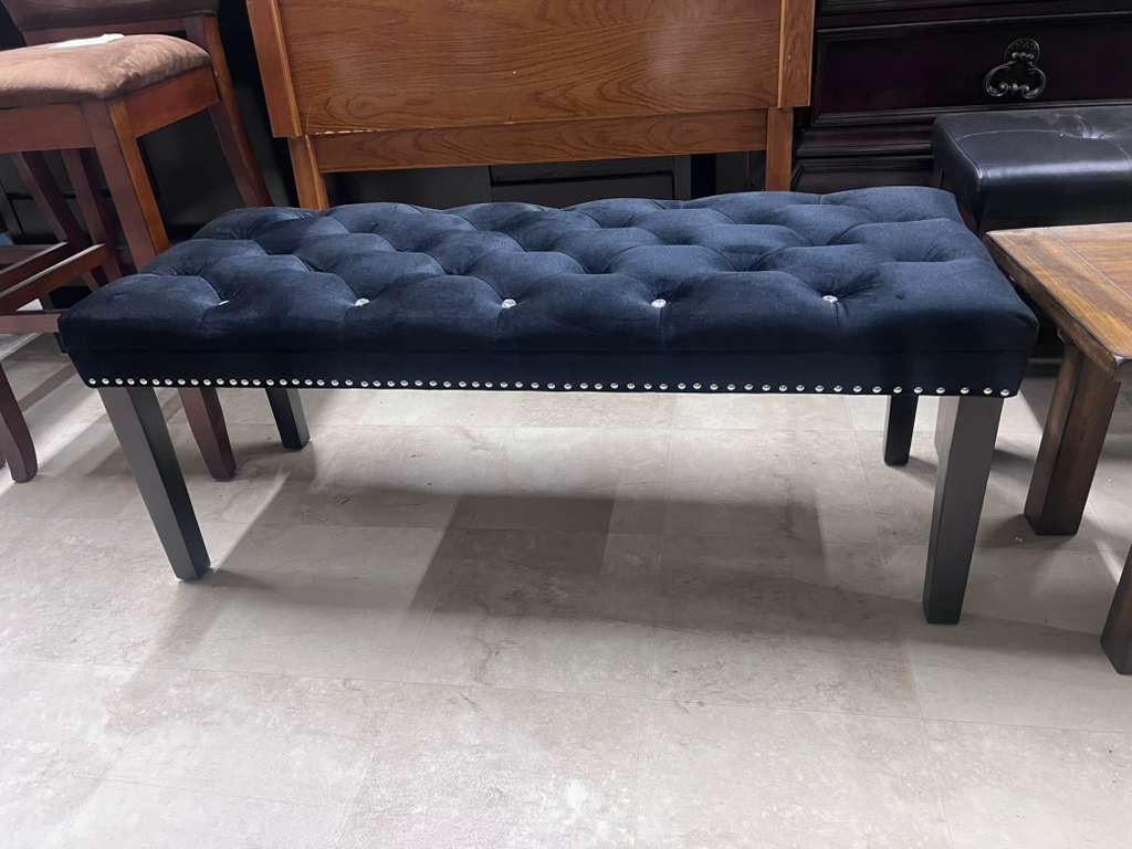 Black velvet bench