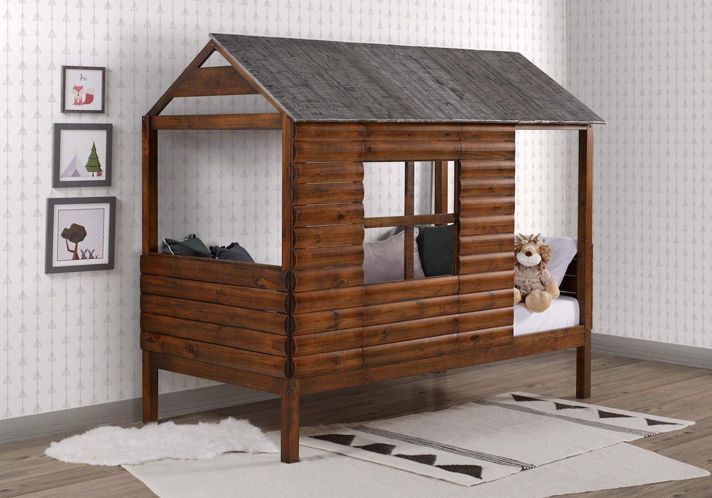 DONCO KIDS TWIN LOG CABIN LOW LOFT