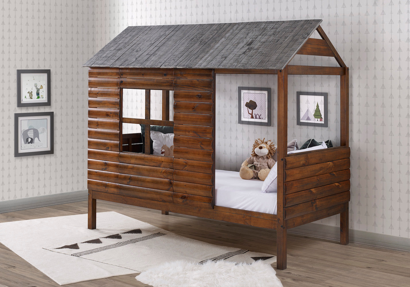 DONCO KIDS TWIN LOG CABIN LOW LOFT