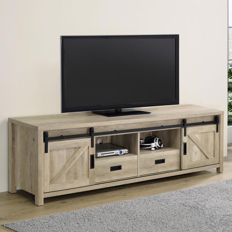 Rectangular TV Console with 2 Sliding Doors
