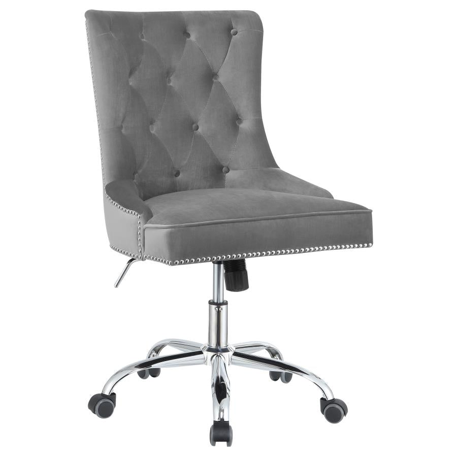 Tufted Back Office Chair Grey and Chrome