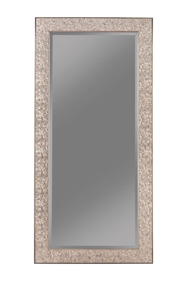 RECTANGULAR FLOOR MIRROR SILVER SPARKLE