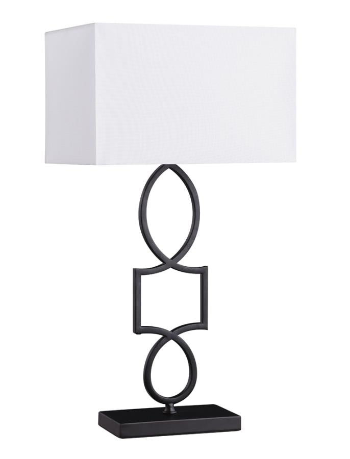 Rectangular Shade Table Lamp White and Black