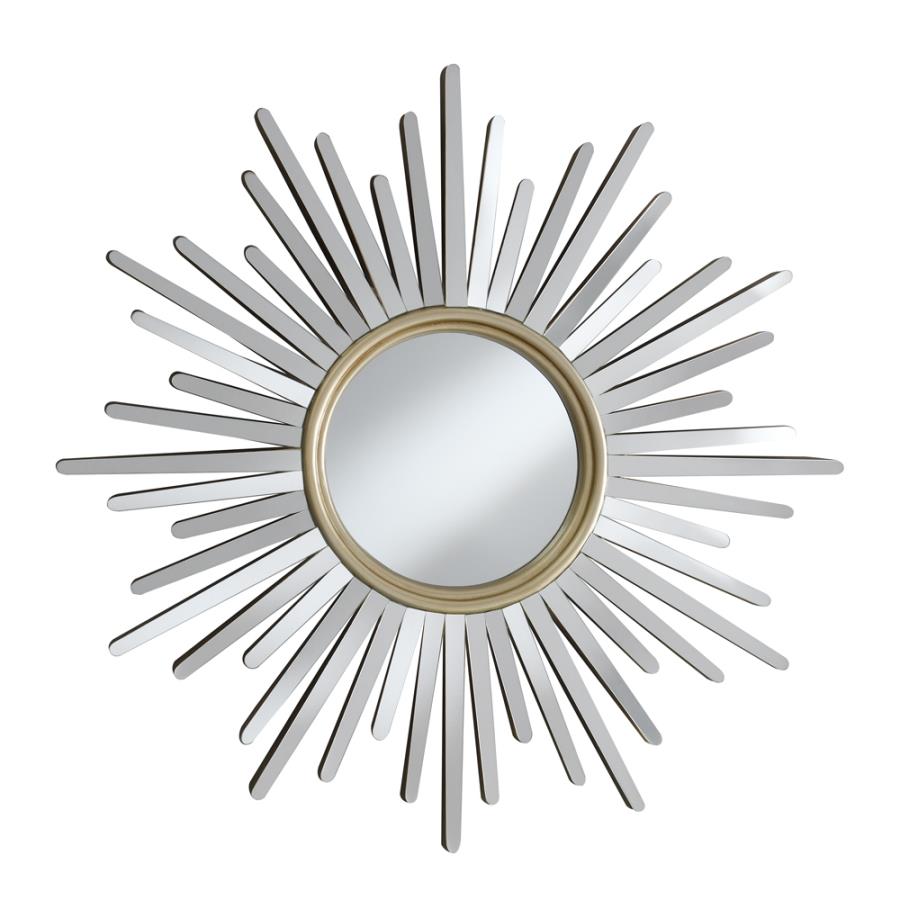 SUNBURST CHAMPAGNE & SILVER WALL MIRROR