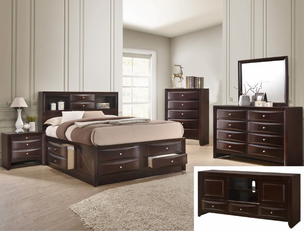 EMILY STORAGE DARK CHERRY BEDROOM SET