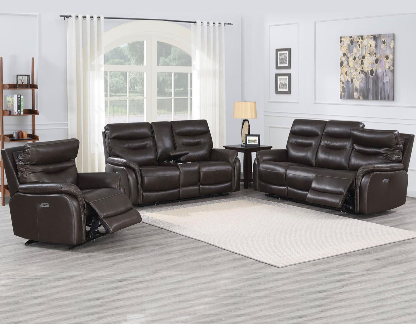 FORTUNA DUAL POWER LEATHER RECLINING 3 PIECE SET (SOFA,LOVESEAT & CHAIR)