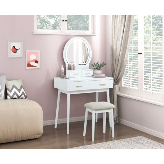 Vanity Dresser with Mirror and Stool
