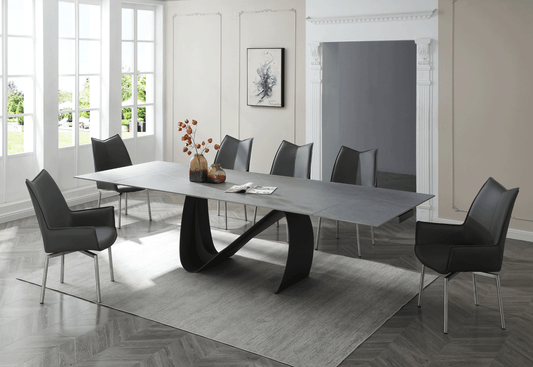 9087 Table Dark grey with swivel dark grey chair