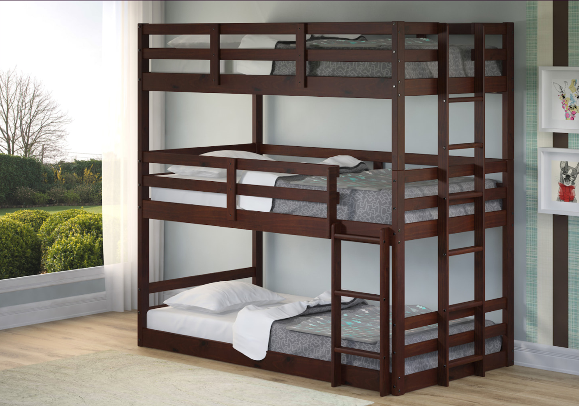 Triple Bunk Bed Dark Cappuccino Finish