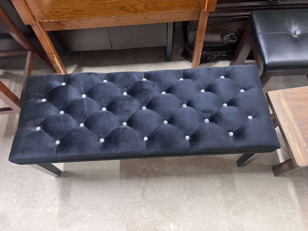 Black velvet bench