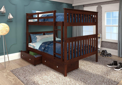 FULL MISSION BUNKBED W/DUAL UNDERBED DRAWERS