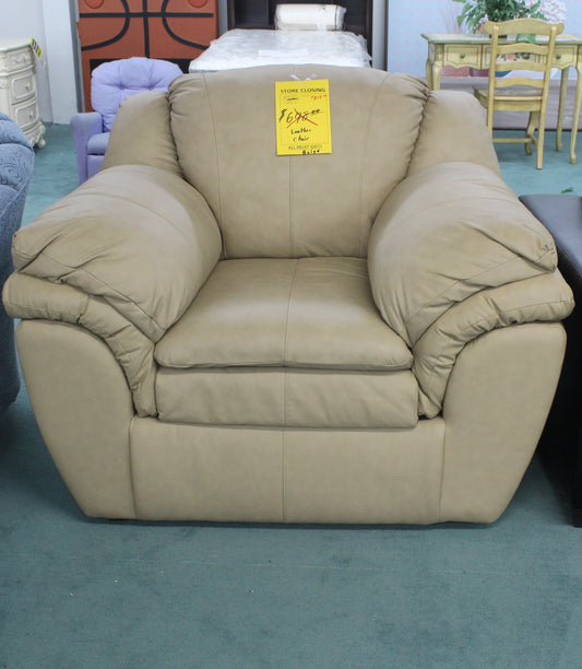 Beige Genuine Leather Chair