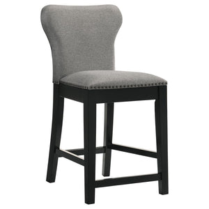 Upholstered Solid Back Counter Height Stools with Nailhead Trim