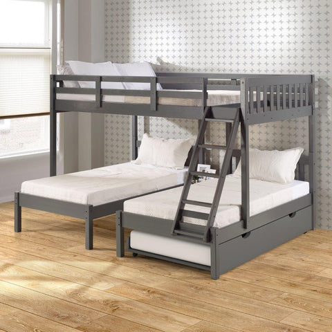 DOUBLE TWIN LOFT BUNK BED DARK GREY  W/TWIN TRUNDLE