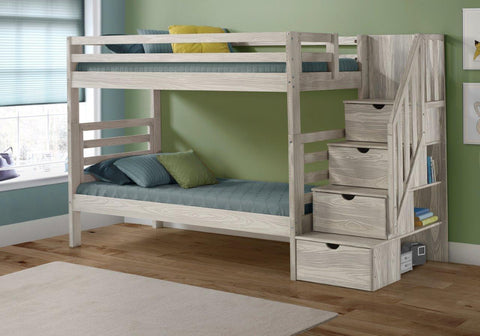 TWIN STAIRWAY BUNK BED EMBOSSED ICE GREY
