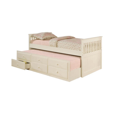 TWIN CAPTAIN'S BED WITH STORAGETRUNDLE WHITE