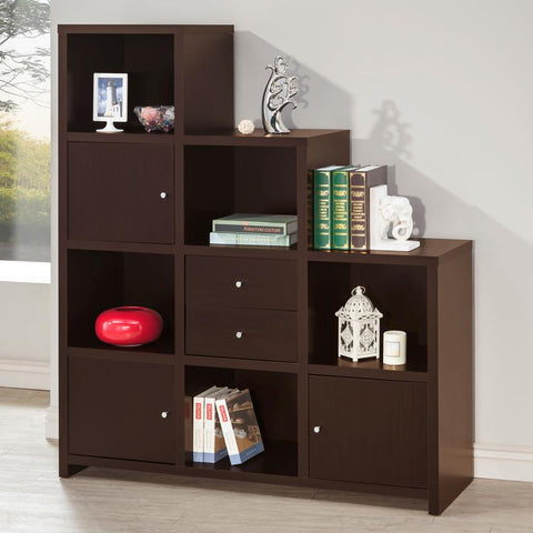 SPENCER BOOKCASE WITH CUBE STORAGE CAPPUCCINO