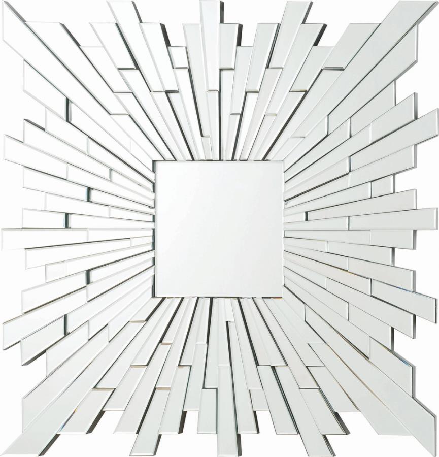 SQUARE SUNBURST WALL MIRROR SILVER