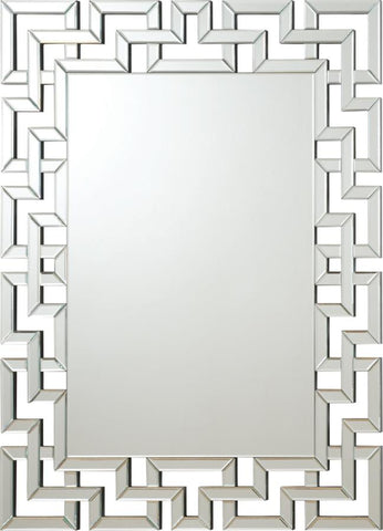 Interlocking Greek Frameless Wall Mirror Silver