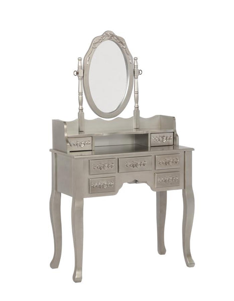 VANITY SET METALLIC SILVER & WHITE