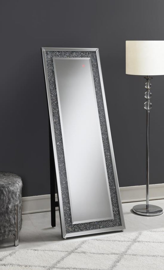 RECTANGULAR STANDING MIRROR W/LED LIGHTING SILVER