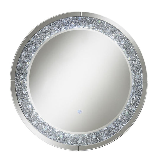 ROUND WALL MIRROR W/LED LIGHTING SILVER