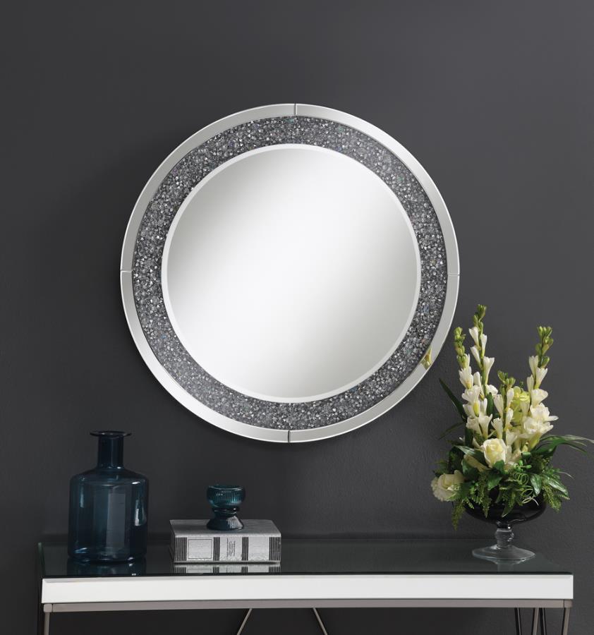 ROUND WALL MIRROR W/LED LIGHTING SILVER