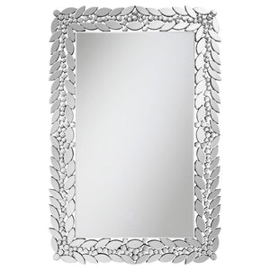 RECTANGULAR LEAVES FRAME WALL MIRROR FAUX CRYSTAL