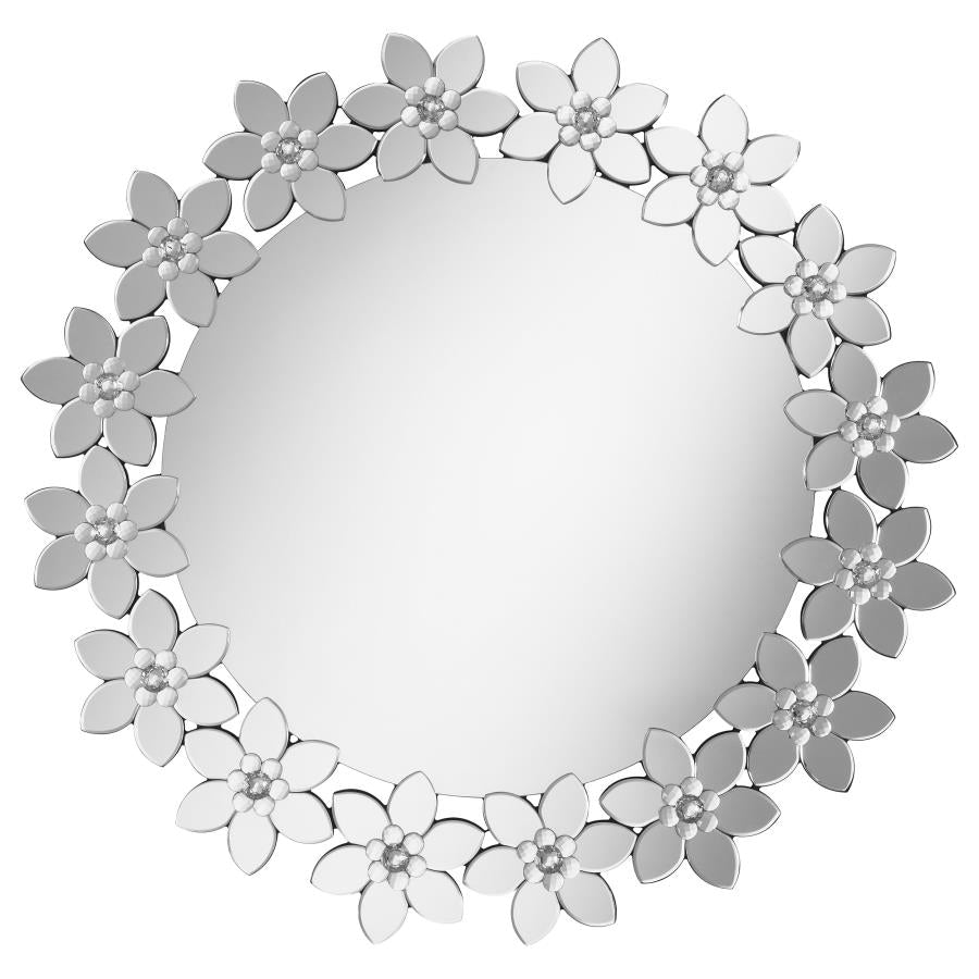ROUND FLORAL FRAME WALL MIRROR