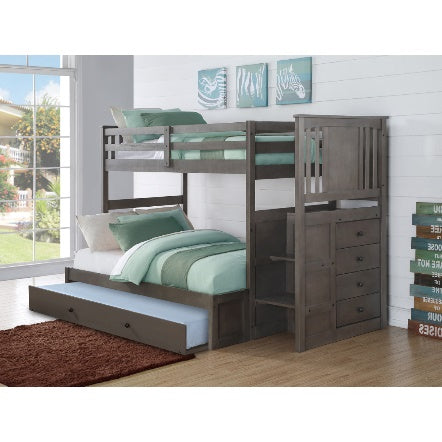 FULL PRINCETON BUNK BED W/TRUNDLE SLATE GREY