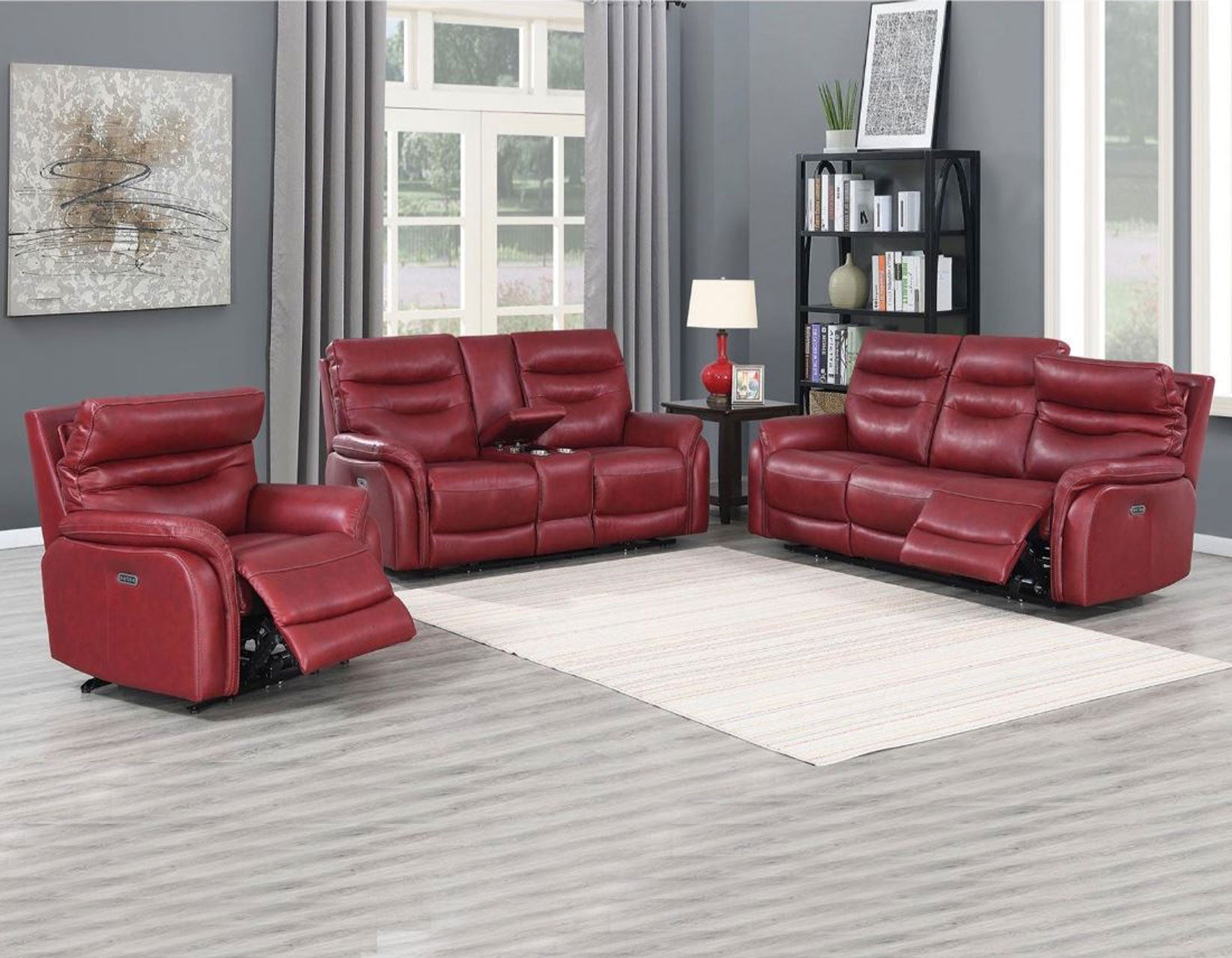 FORTUNA DUAL POWER LEATHER RECLINING 3 PIECE SET (SOFA,LOVESEAT & CHAIR)